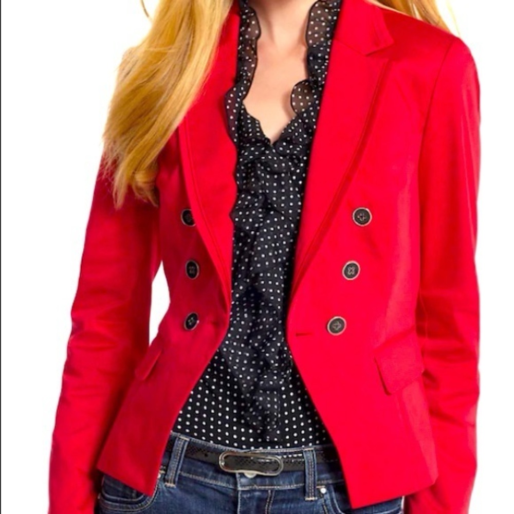 White House Black Market Red Double-Breasted Women's Blazer